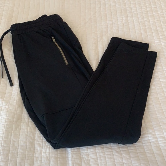 ATHLETA black jogger pants elastic drawstring waist zippered pockets size small - Picture 2 of 9